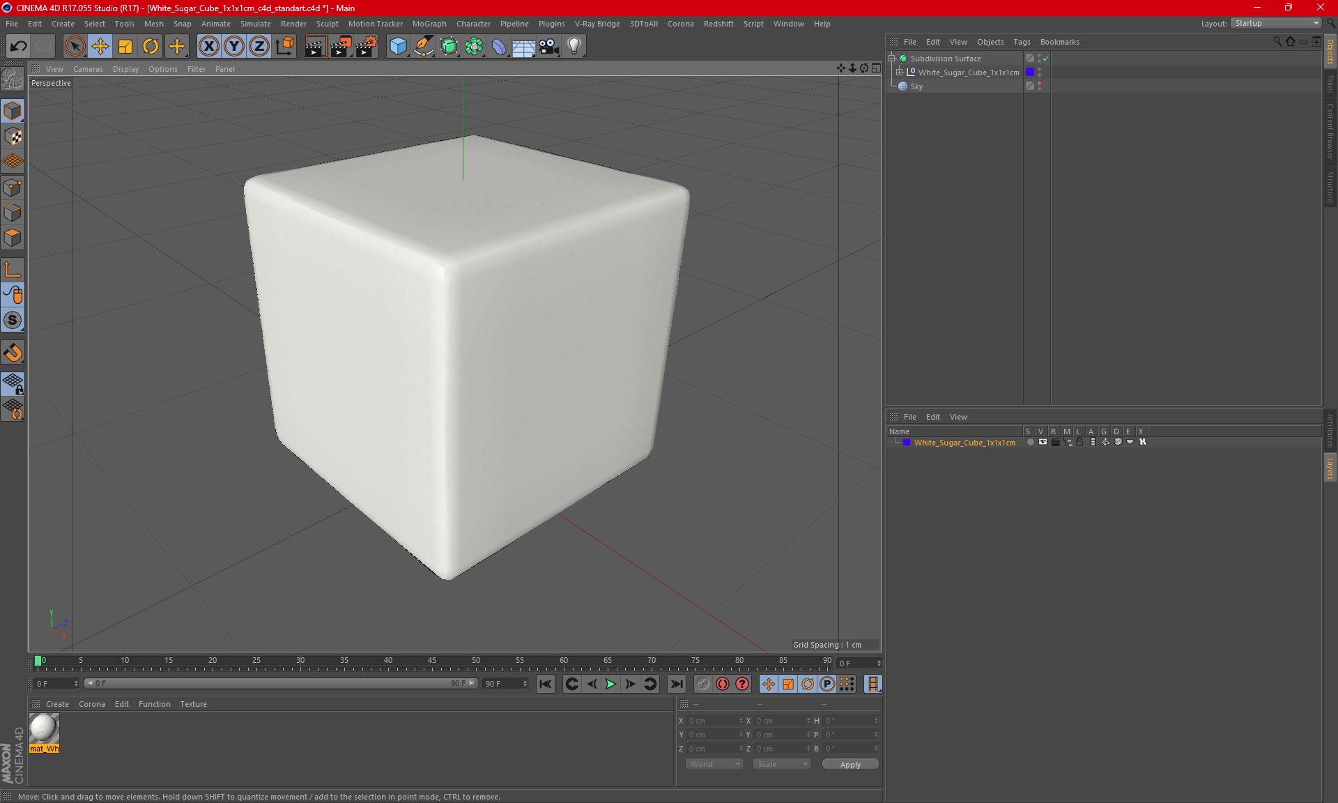 White Sugar Cube 1x1x1cm 3D model