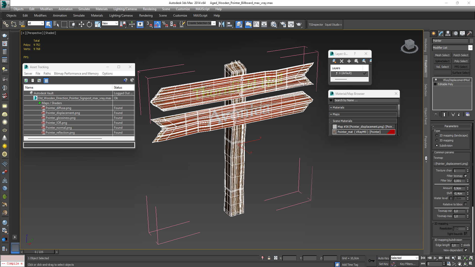 Aged Wooden Pointer Billboard 3D model