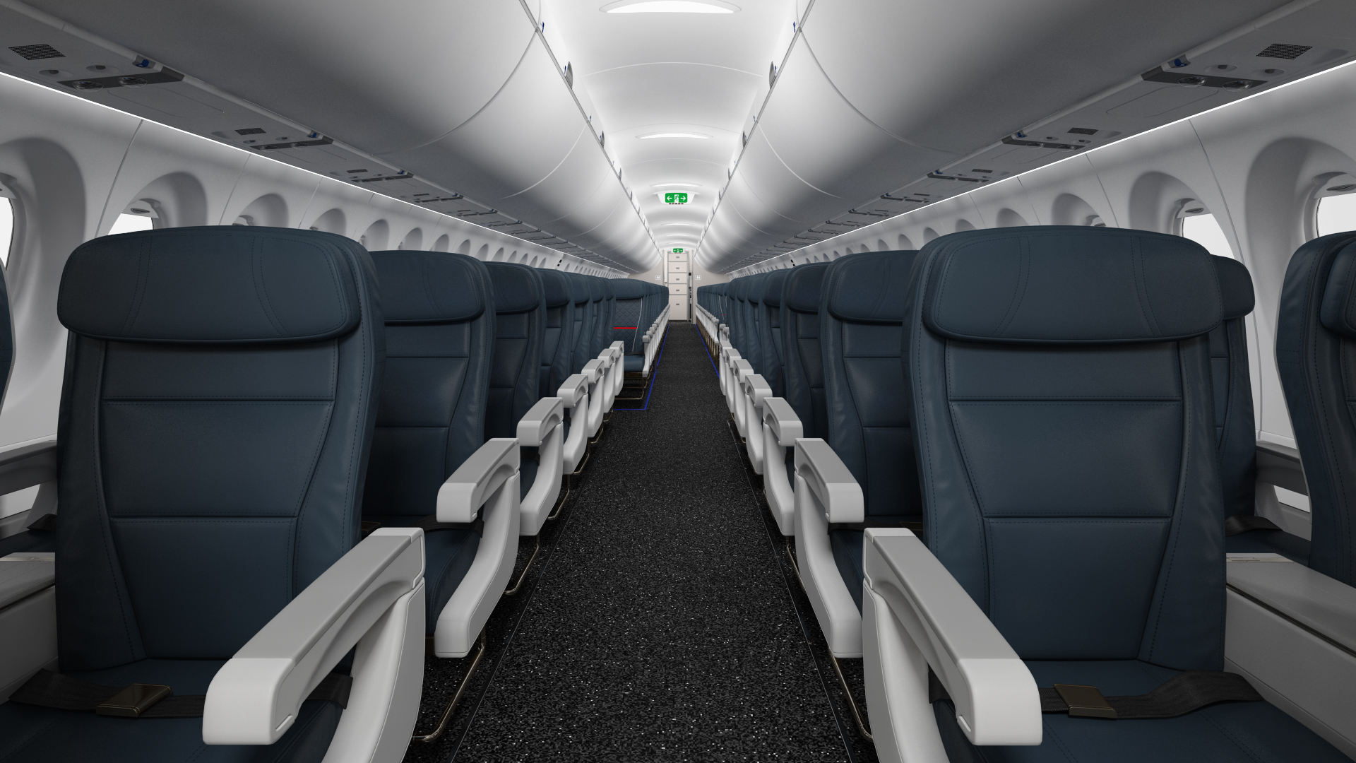 3D Airbus A220 300 Detailed Interior model