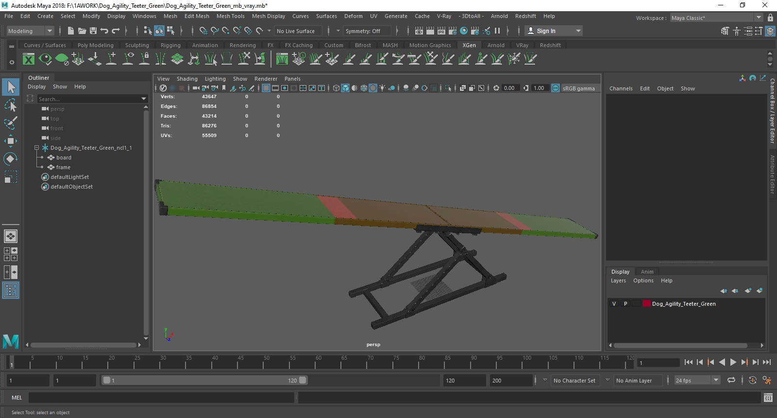 Dog Agility Teeter Green 3D model
