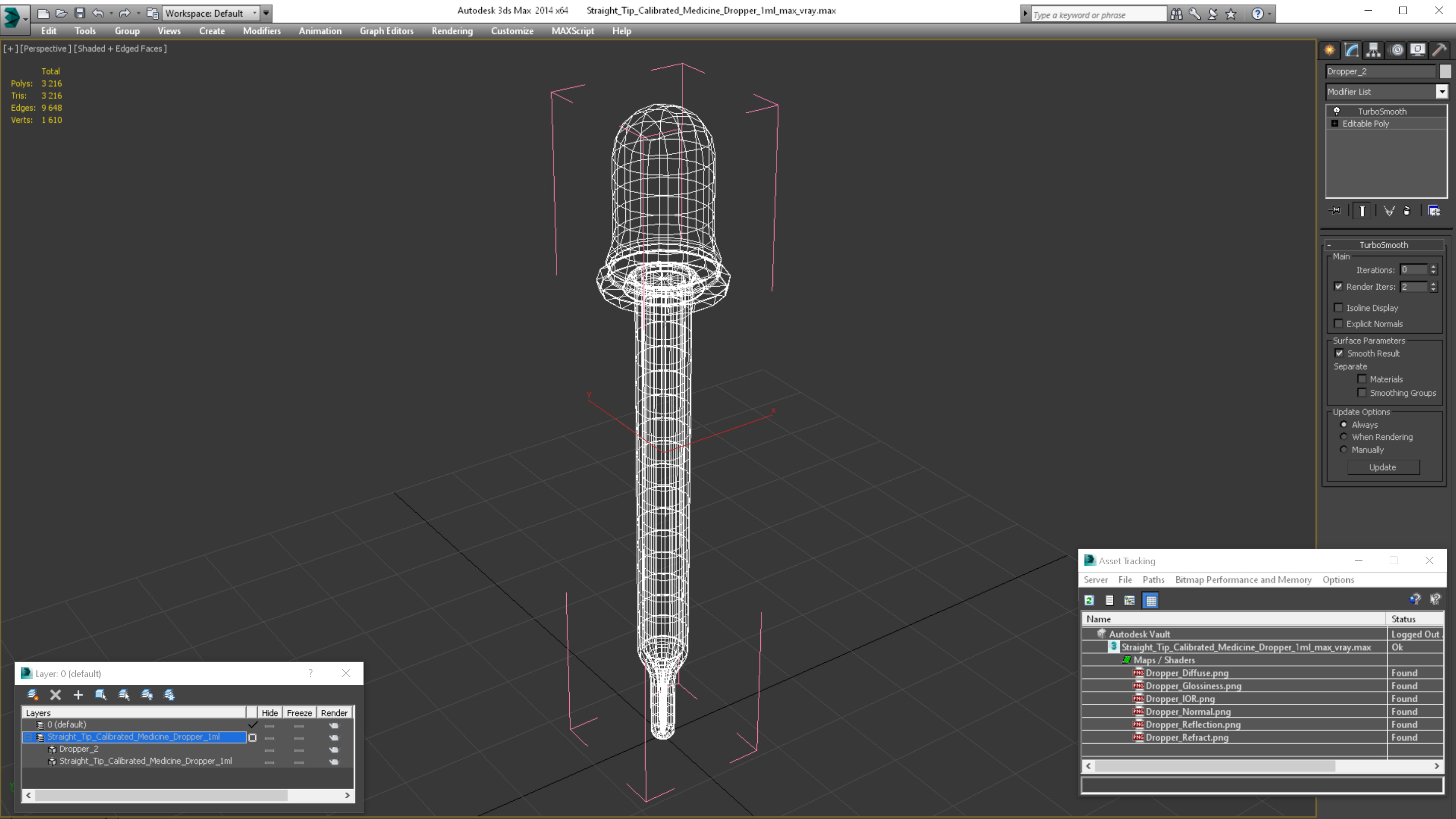 Straight Tip Calibrated Medicine Dropper 1ml 3D model