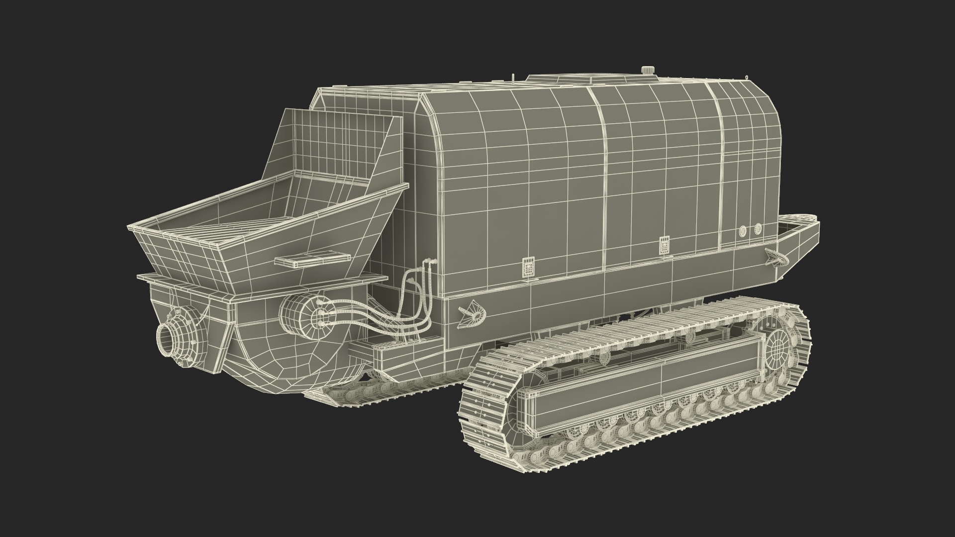 3D Portable Concrete Pump on Crawler Chassis Rigged model