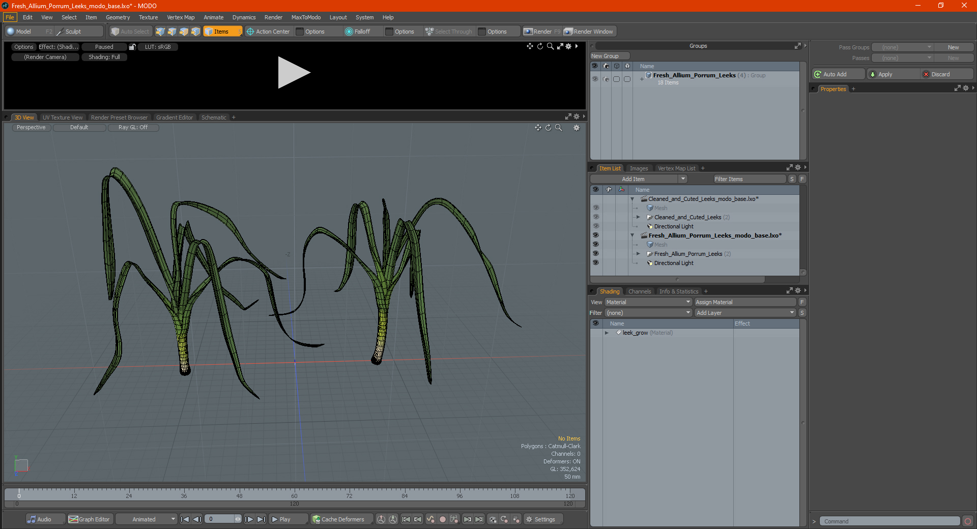 3D model Fresh Allium Porrum Leeks