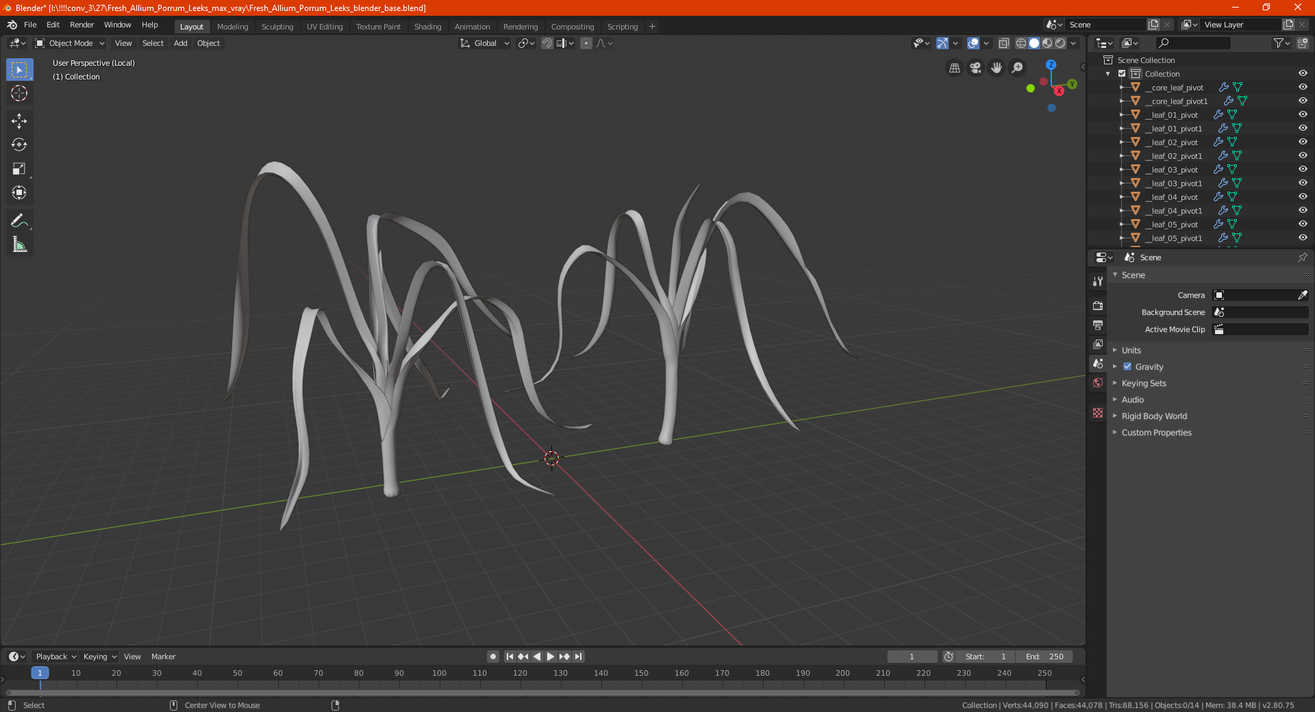 3D model Fresh Allium Porrum Leeks
