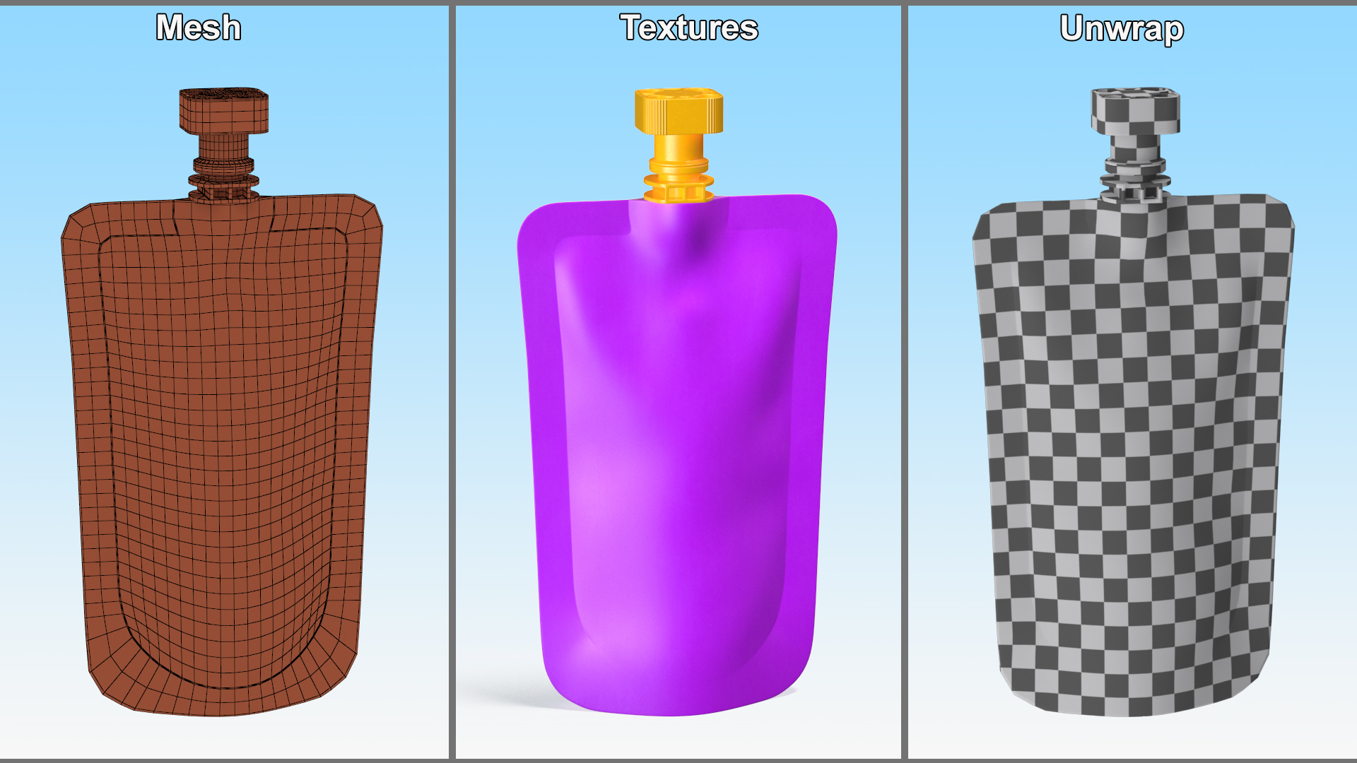 Purple Fruit Juice Pack with Spout 3D model