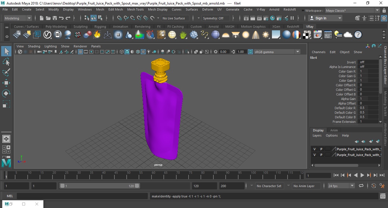 Purple Fruit Juice Pack with Spout 3D model