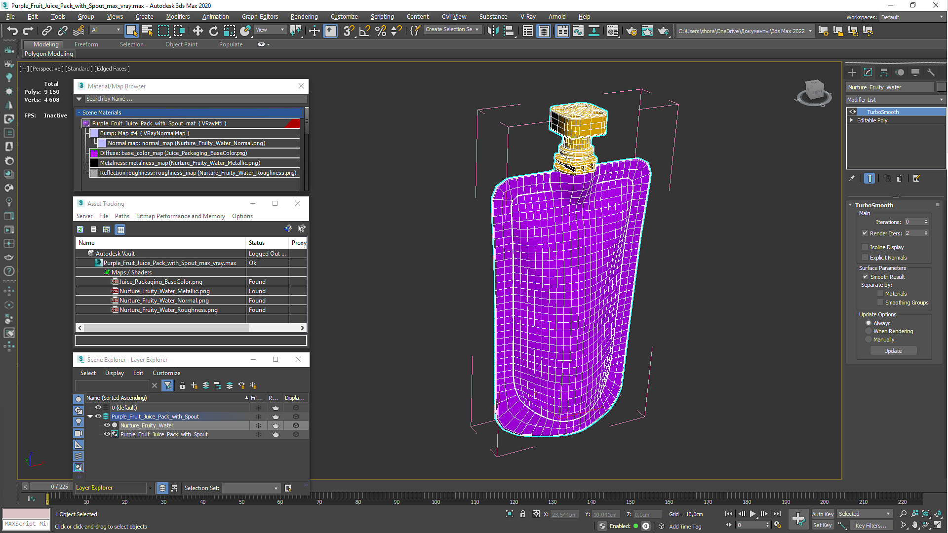 Purple Fruit Juice Pack with Spout 3D model