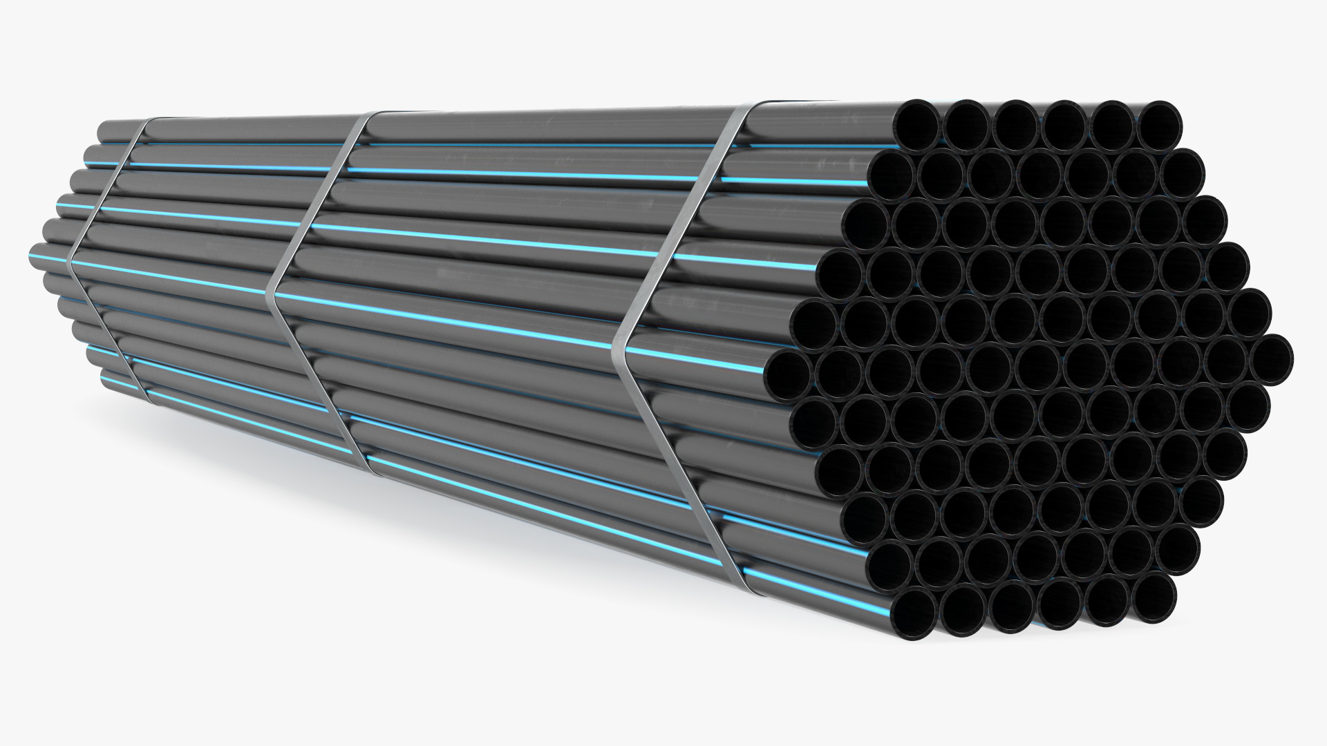 Thin Plastic Pipes Bundle 2 Meters 3D model