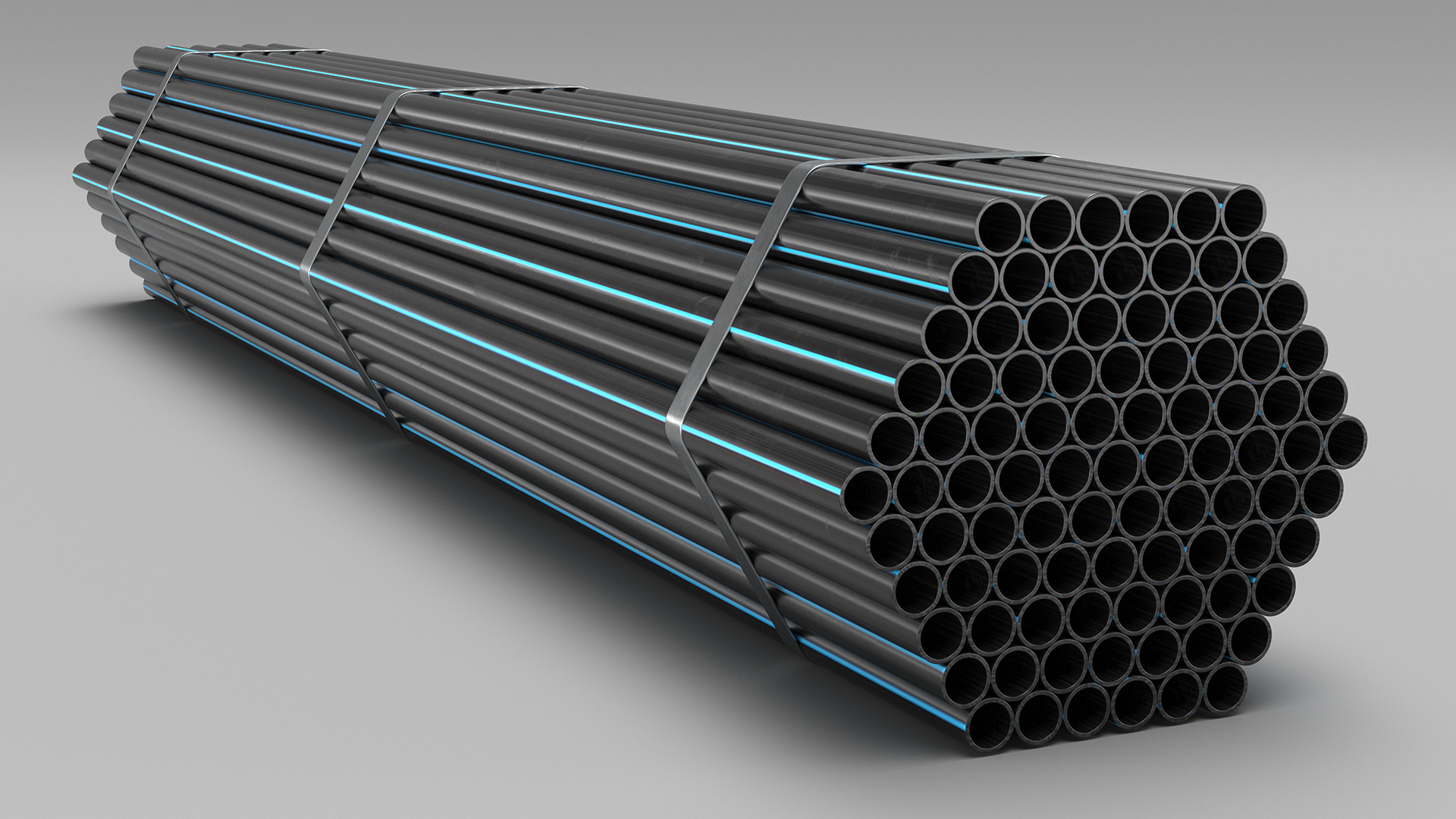 Thin Plastic Pipes Bundle 2 Meters 3D model