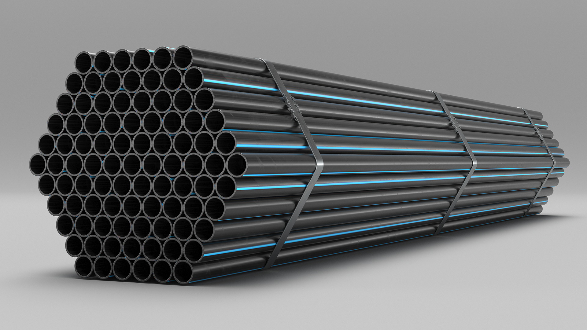 Thin Plastic Pipes Bundle 2 Meters 3D model