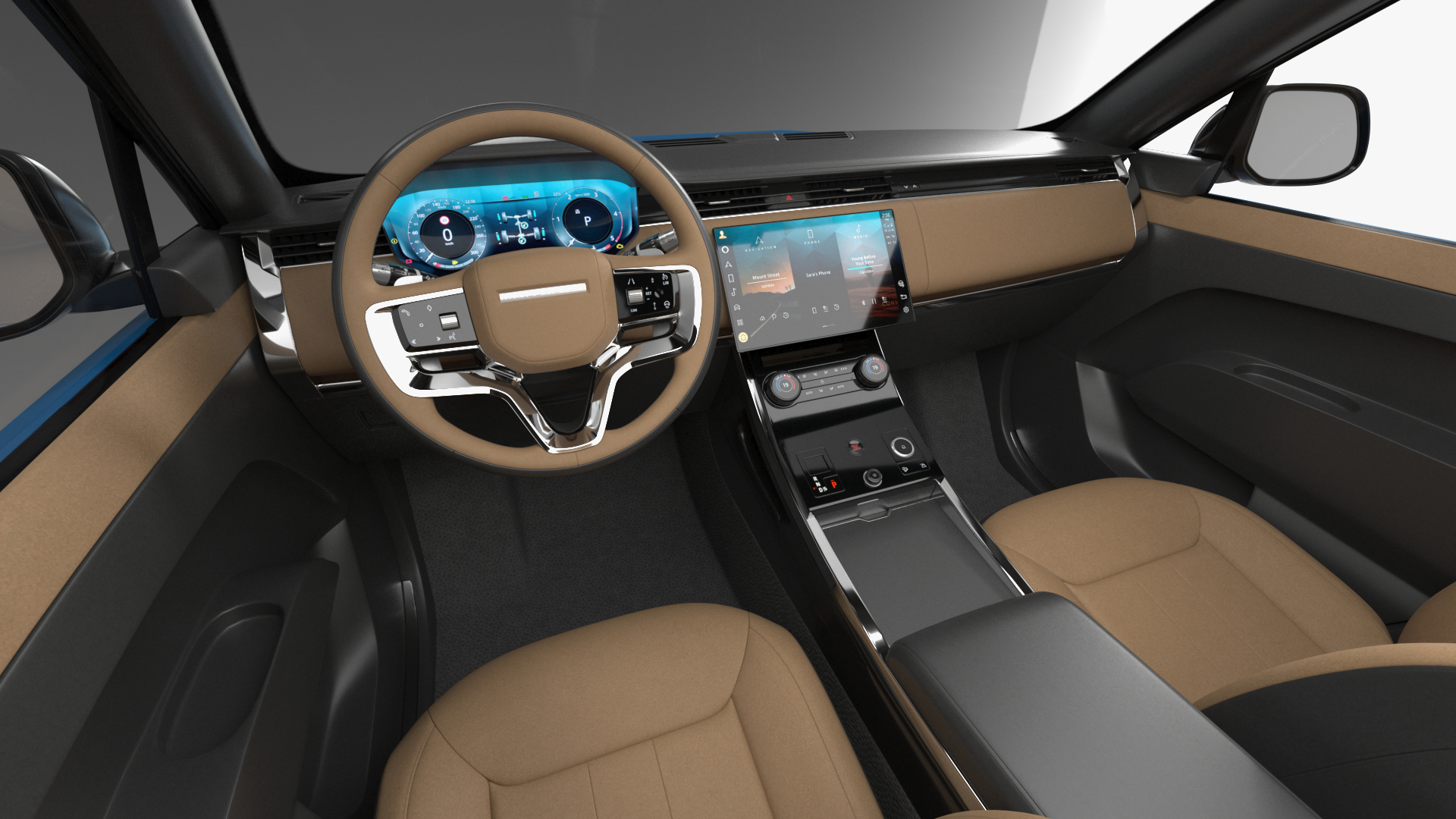 3D Blue Range Rover Sport 2023 Simple Interior model