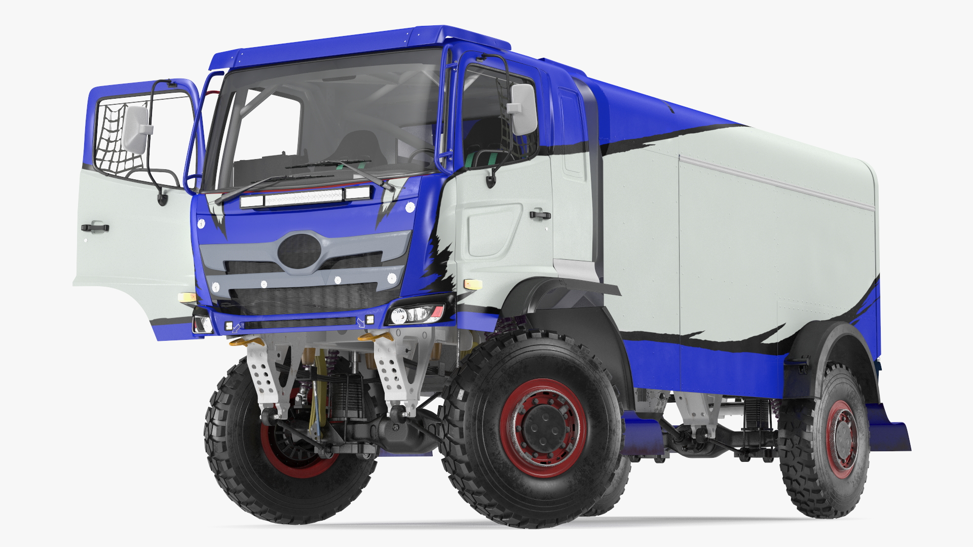 Race Dakar Truck Lights On Blue Rigged for Cinema 4D 3D