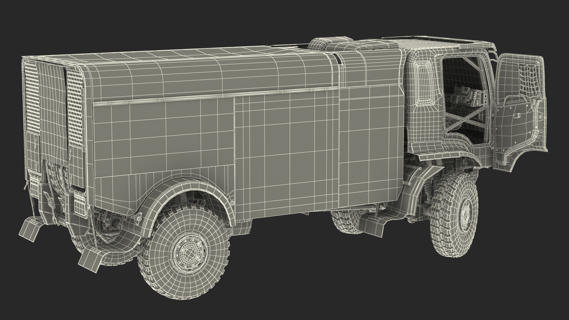 Race Dakar Truck Lights On Blue Rigged for Cinema 4D 3D