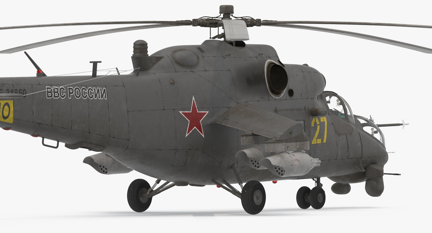 3D Russian Large Helicopter Gunship Mi 35M Rigged 2 model