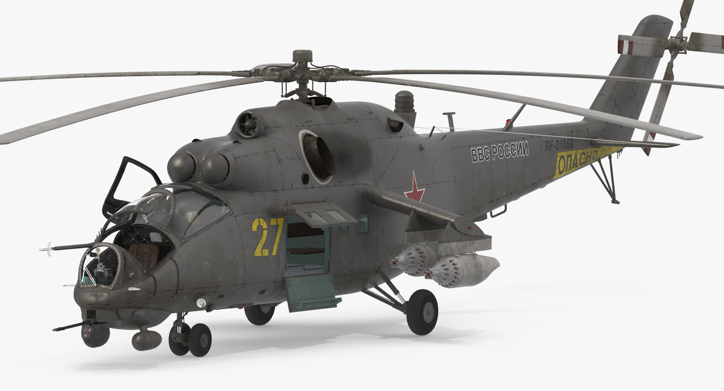 3D Russian Large Helicopter Gunship Mi 35M Rigged 2 model