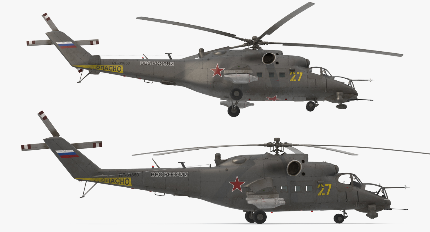 3D Russian Large Helicopter Gunship Mi 35M Rigged 2 model