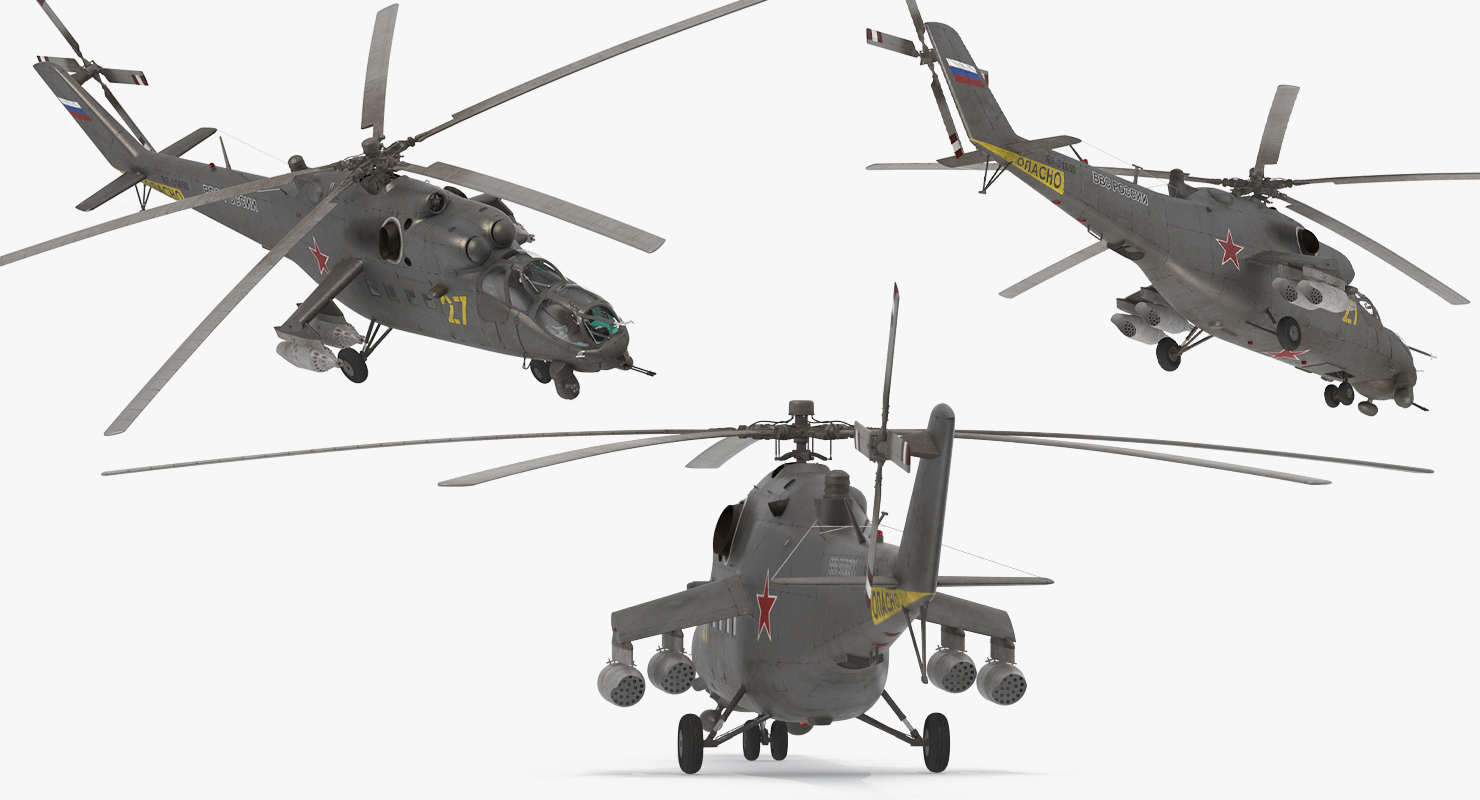 3D Russian Large Helicopter Gunship Mi 35M Rigged 2 model