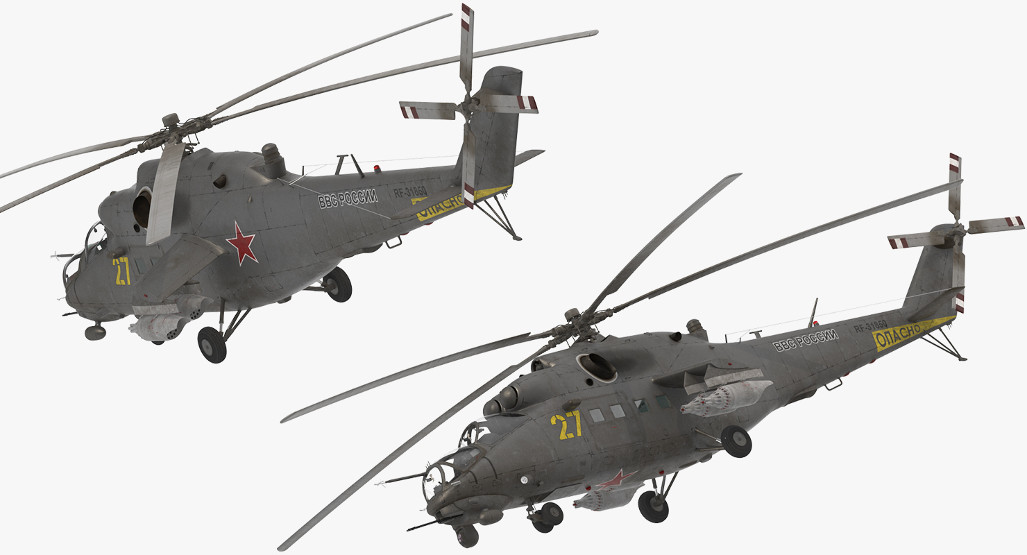 3D Russian Large Helicopter Gunship Mi 35M Rigged 2 model