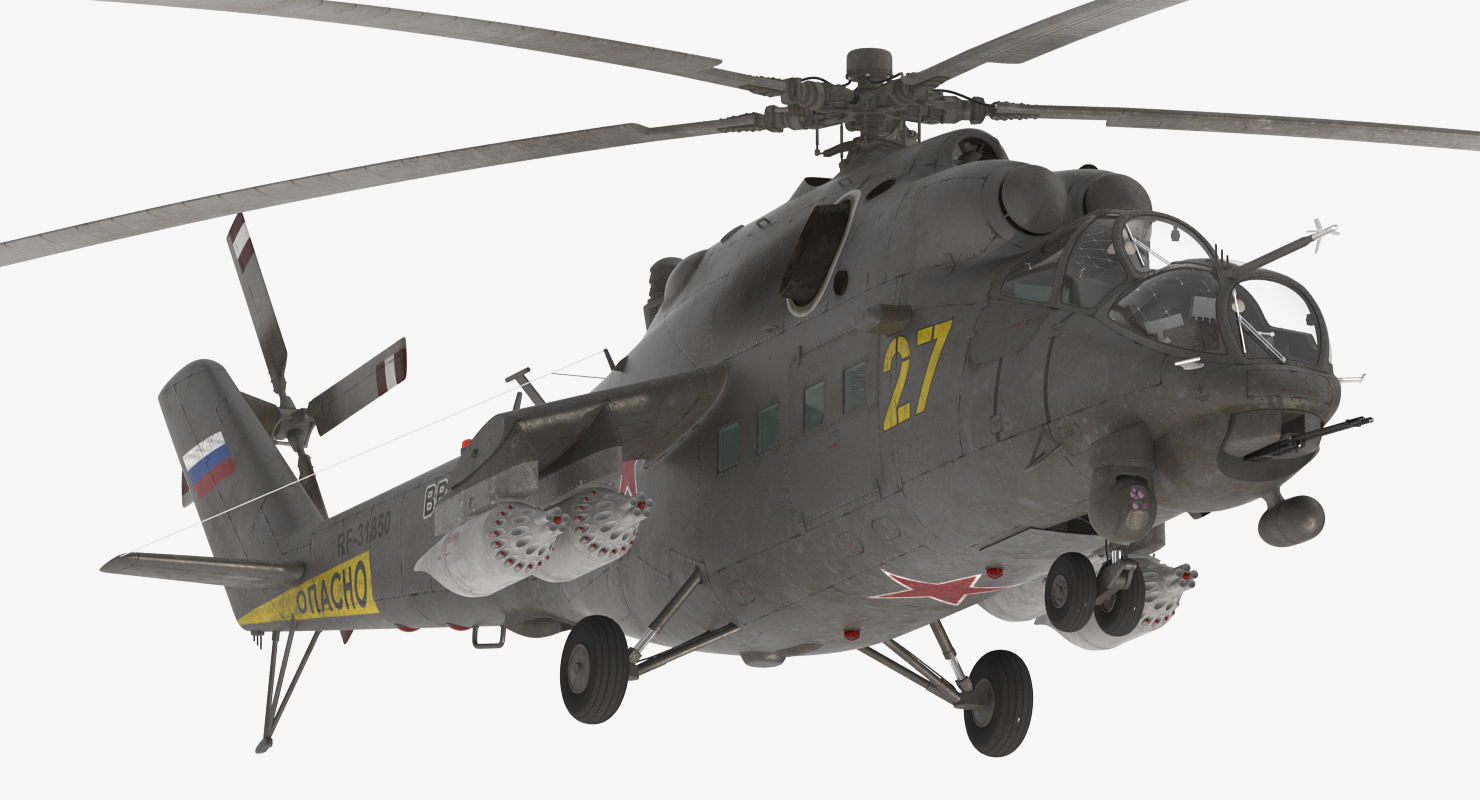 3D Russian Large Helicopter Gunship Mi 35M Rigged 2 model