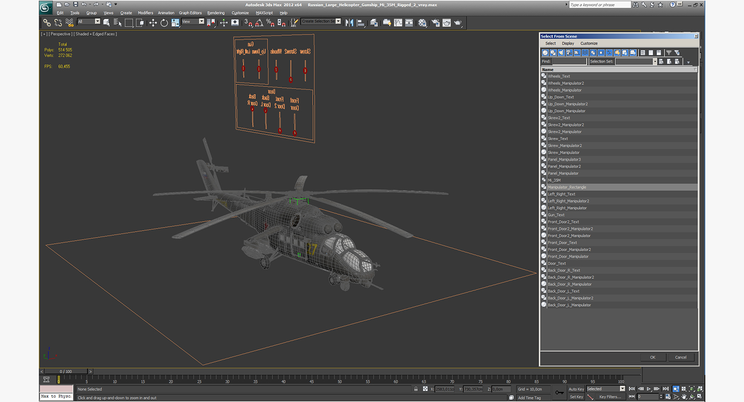 3D Russian Large Helicopter Gunship Mi 35M Rigged 2 model