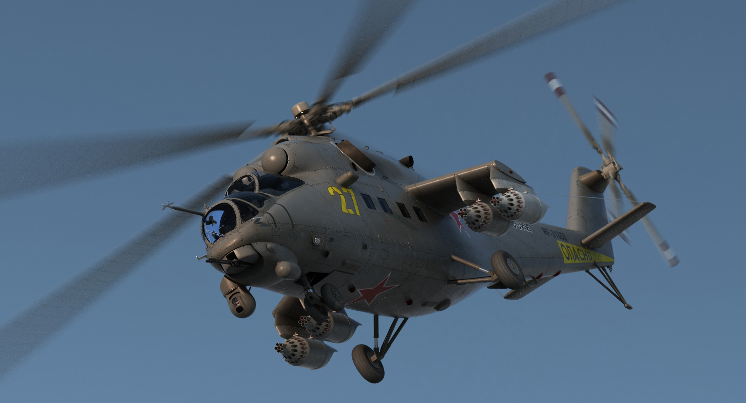 3D Russian Large Helicopter Gunship Mi 35M Rigged 2 model