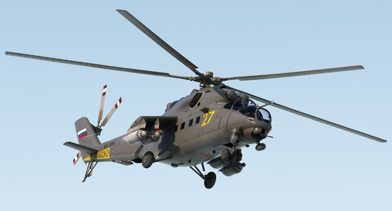 3D Russian Large Helicopter Gunship Mi 35M Rigged 2 model