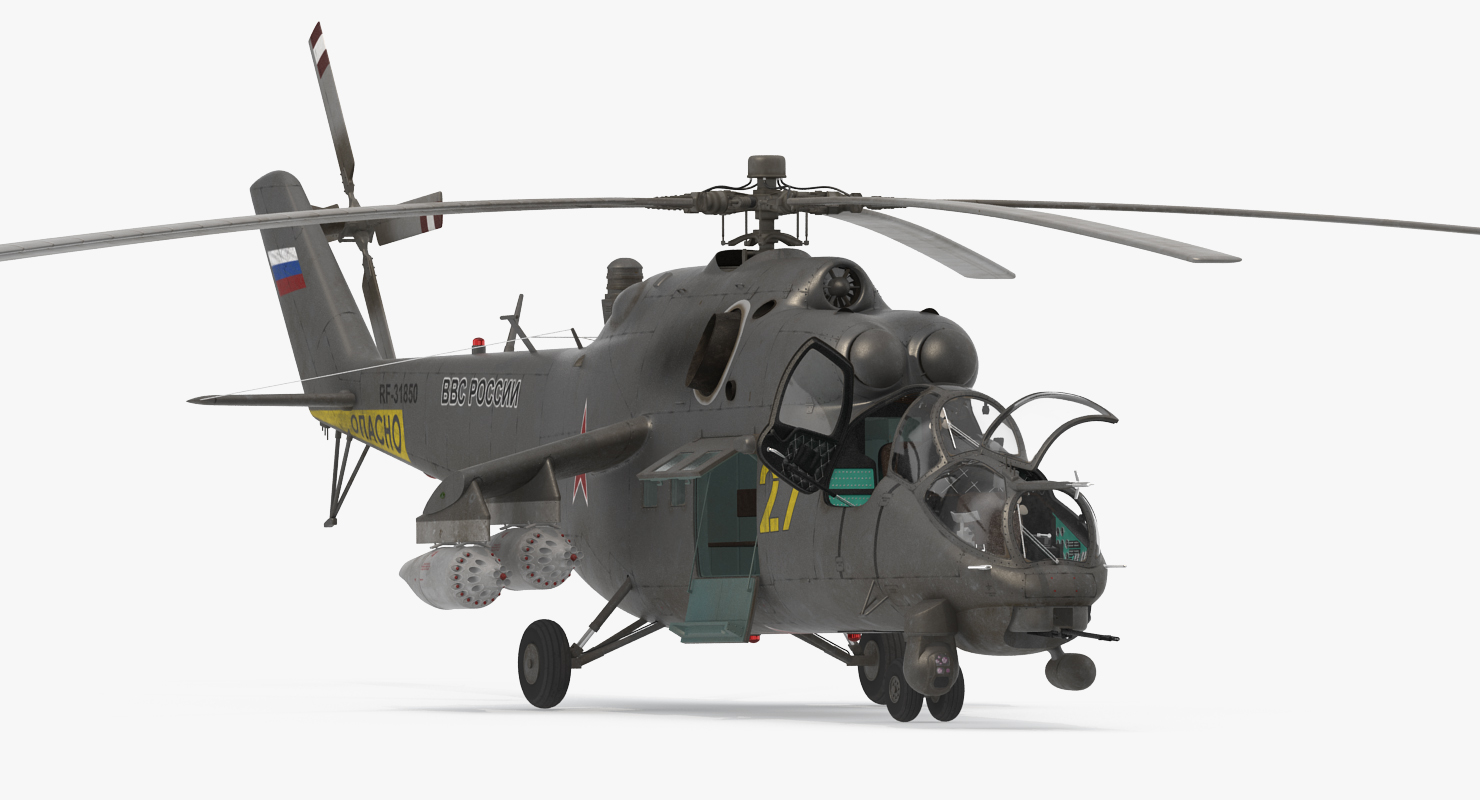 3D Russian Large Helicopter Gunship Mi 35M Rigged 2 model