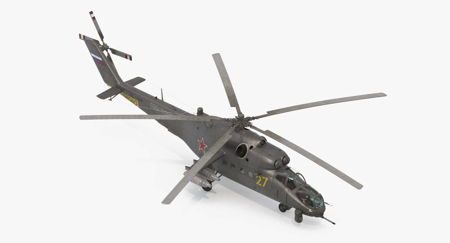 3D Russian Large Helicopter Gunship Mi 35M Rigged 2 model