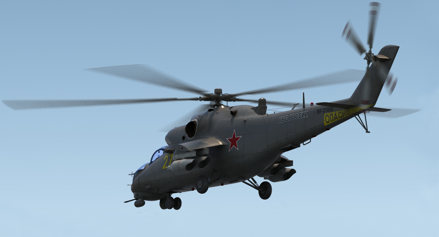 3D Russian Large Helicopter Gunship Mi 35M Rigged 2 model