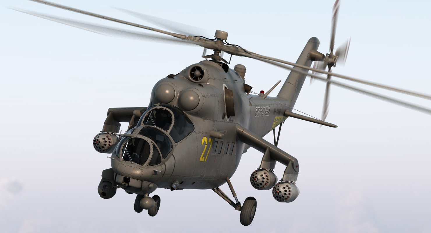 3D Russian Large Helicopter Gunship Mi 35M Rigged 2 model