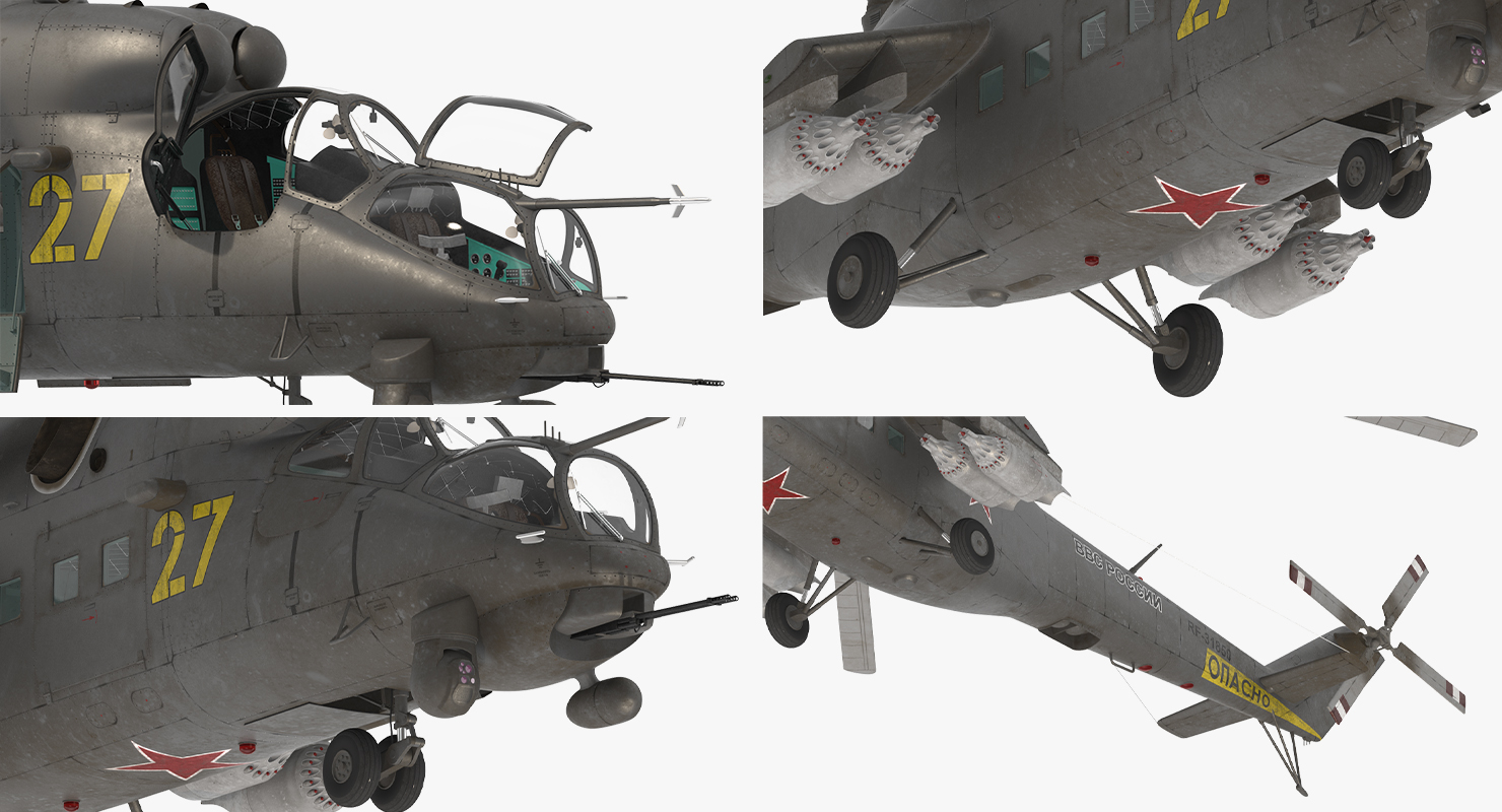 3D Russian Large Helicopter Gunship Mi 35M Rigged 2 model