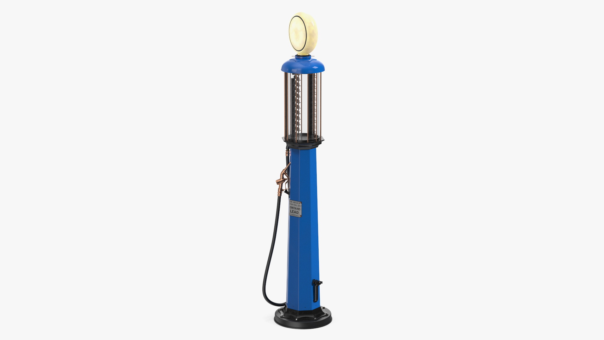 3D Vintage Blue Gas Station with Hand Crank Gas Pump Light On model