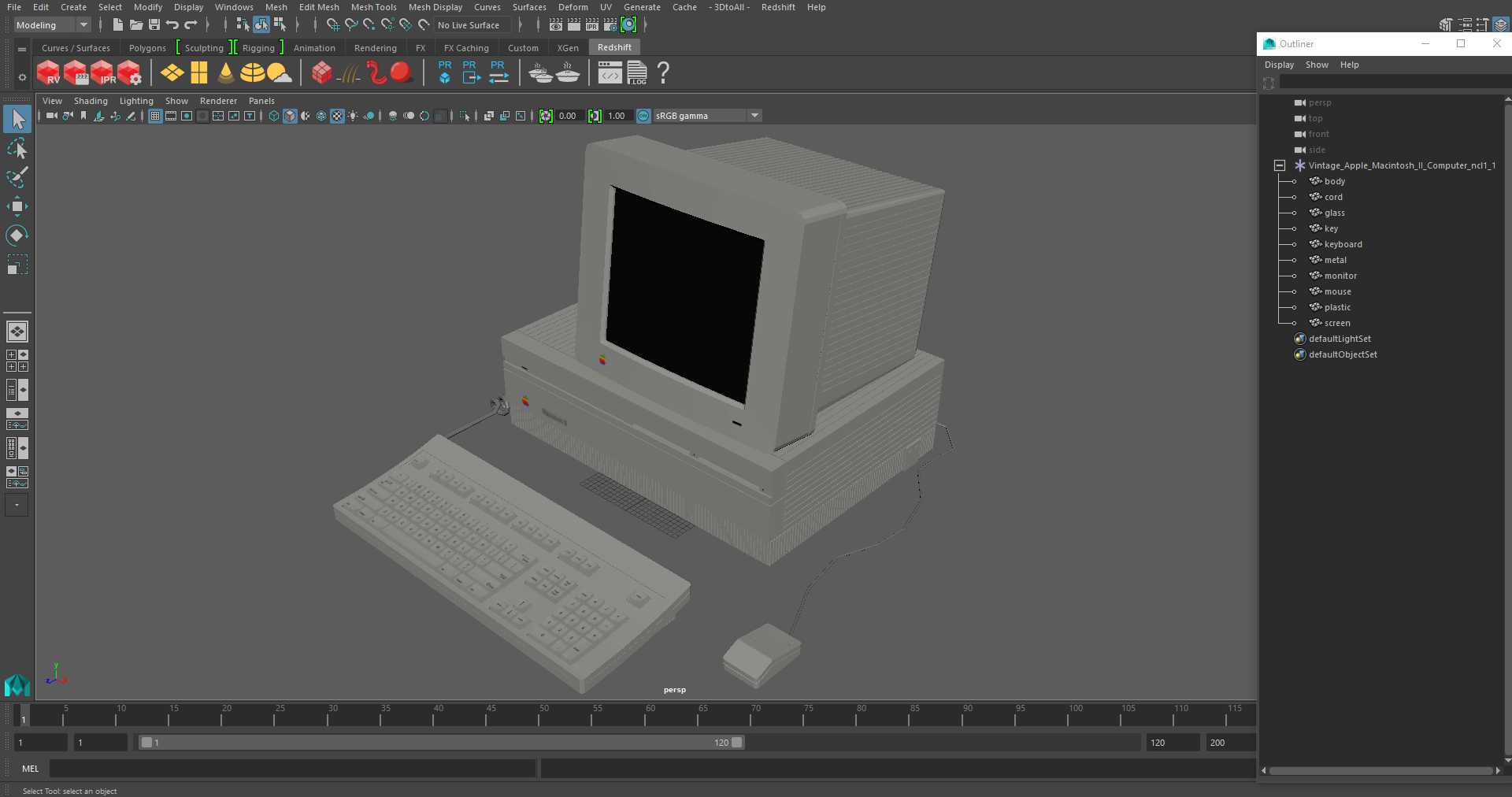 3D Vintage Apple Macintosh Classic II Computer model