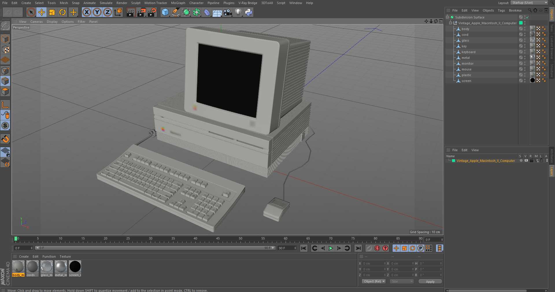3D Vintage Apple Macintosh Classic II Computer model