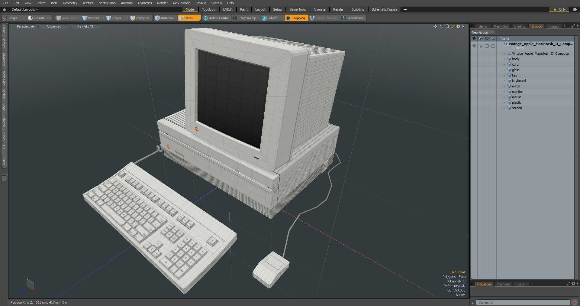 3D Vintage Apple Macintosh Classic II Computer model