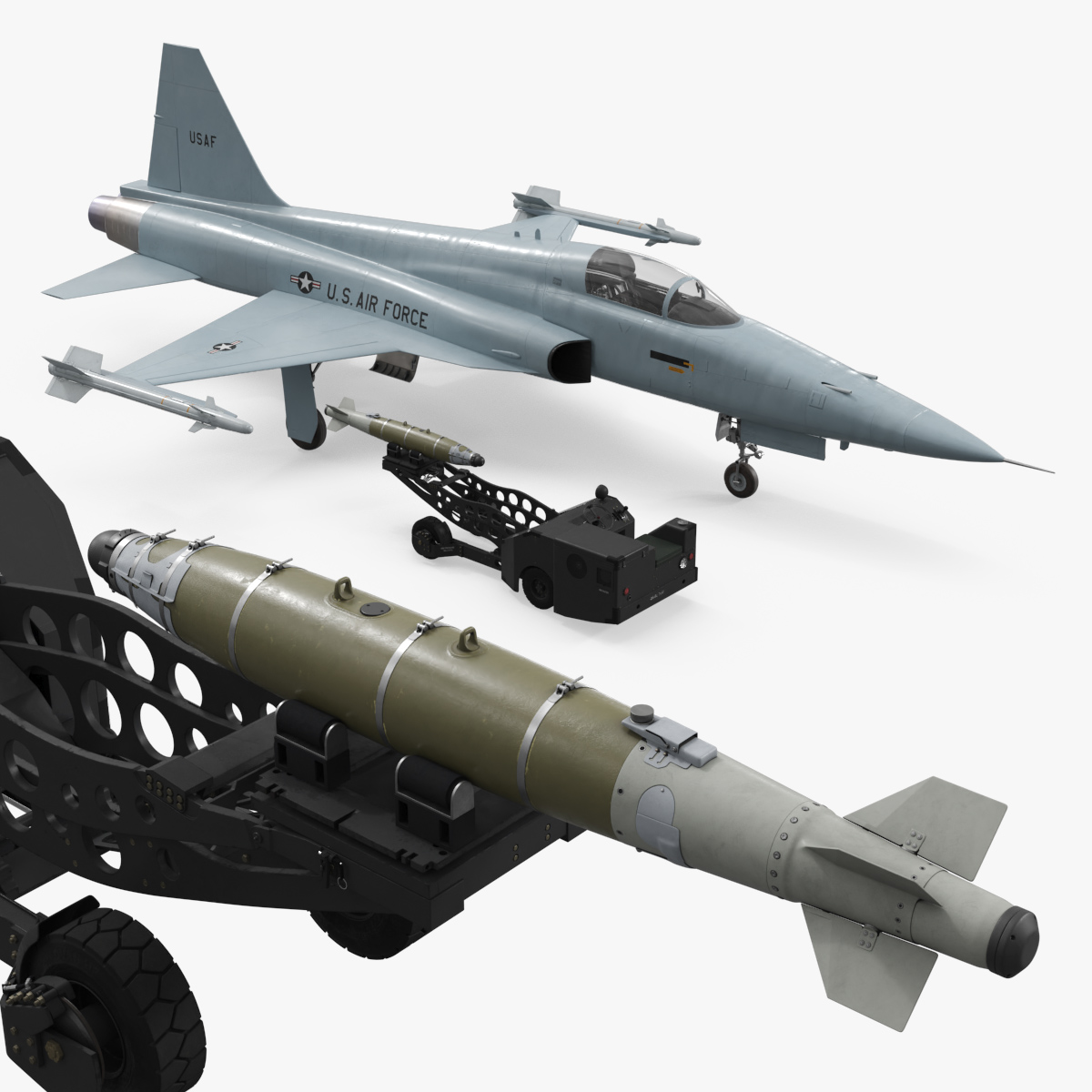 Military Jet Aircraft with Weapon Loader