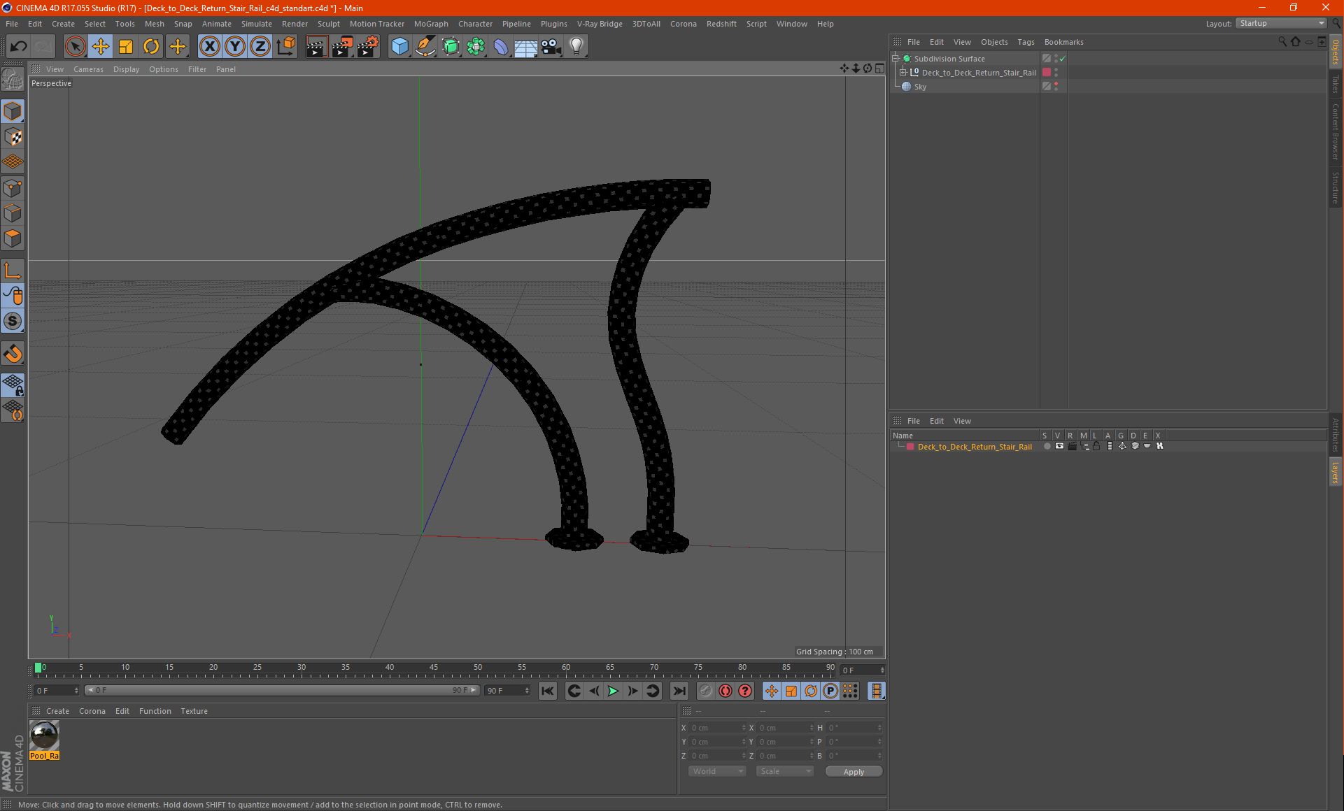 3D model Deck to Deck Return Stair Rail