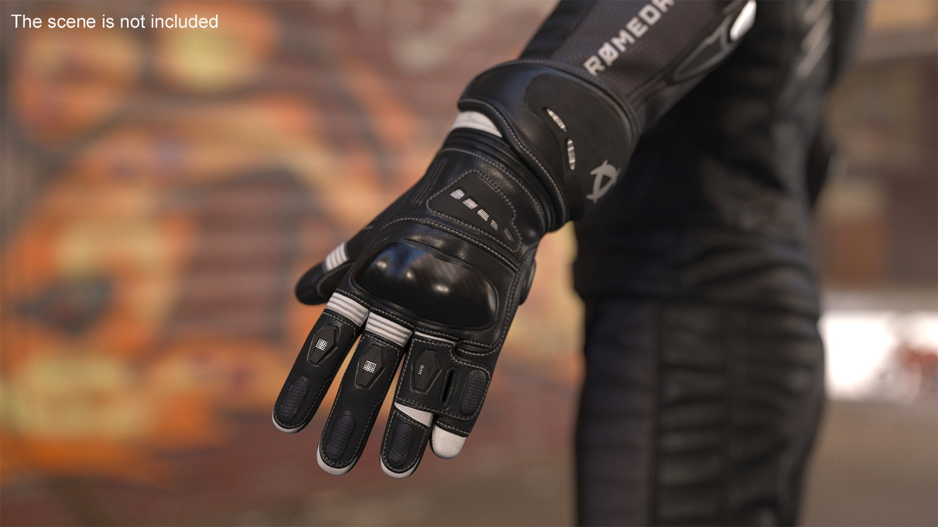 Meteor Protective Riding Gloves Black 3D