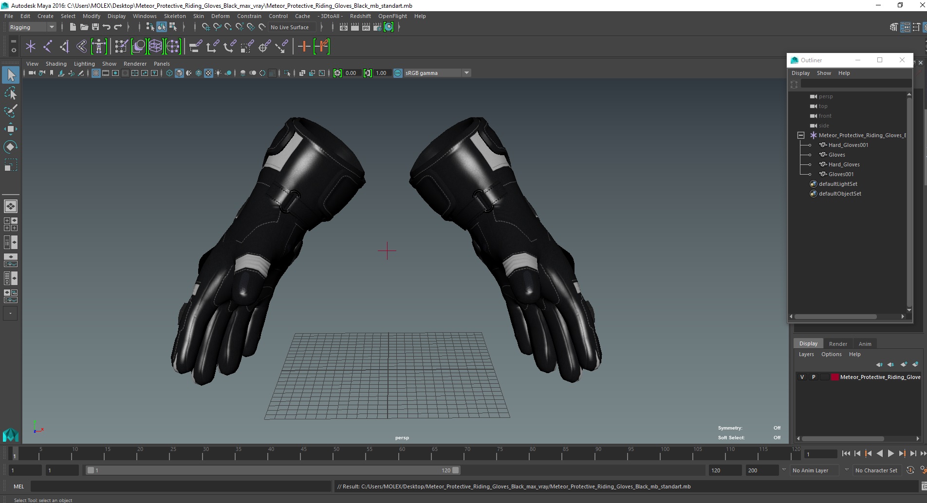 Meteor Protective Riding Gloves Black 3D