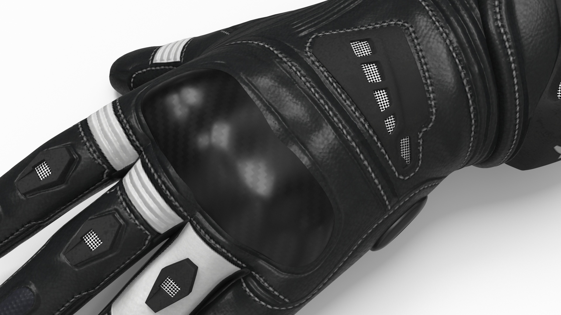 Meteor Protective Riding Gloves Black 3D