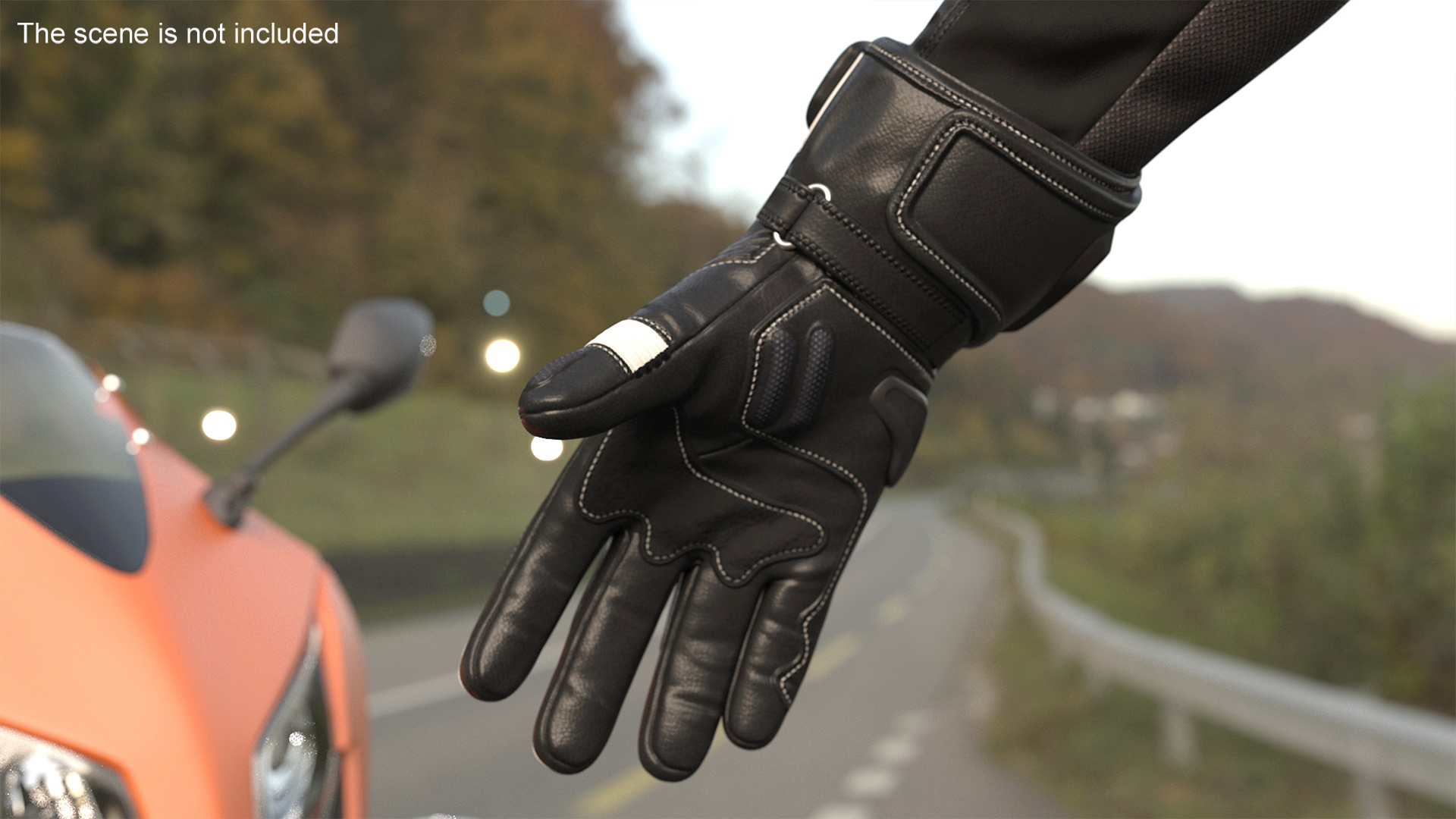 Meteor Protective Riding Gloves Black 3D