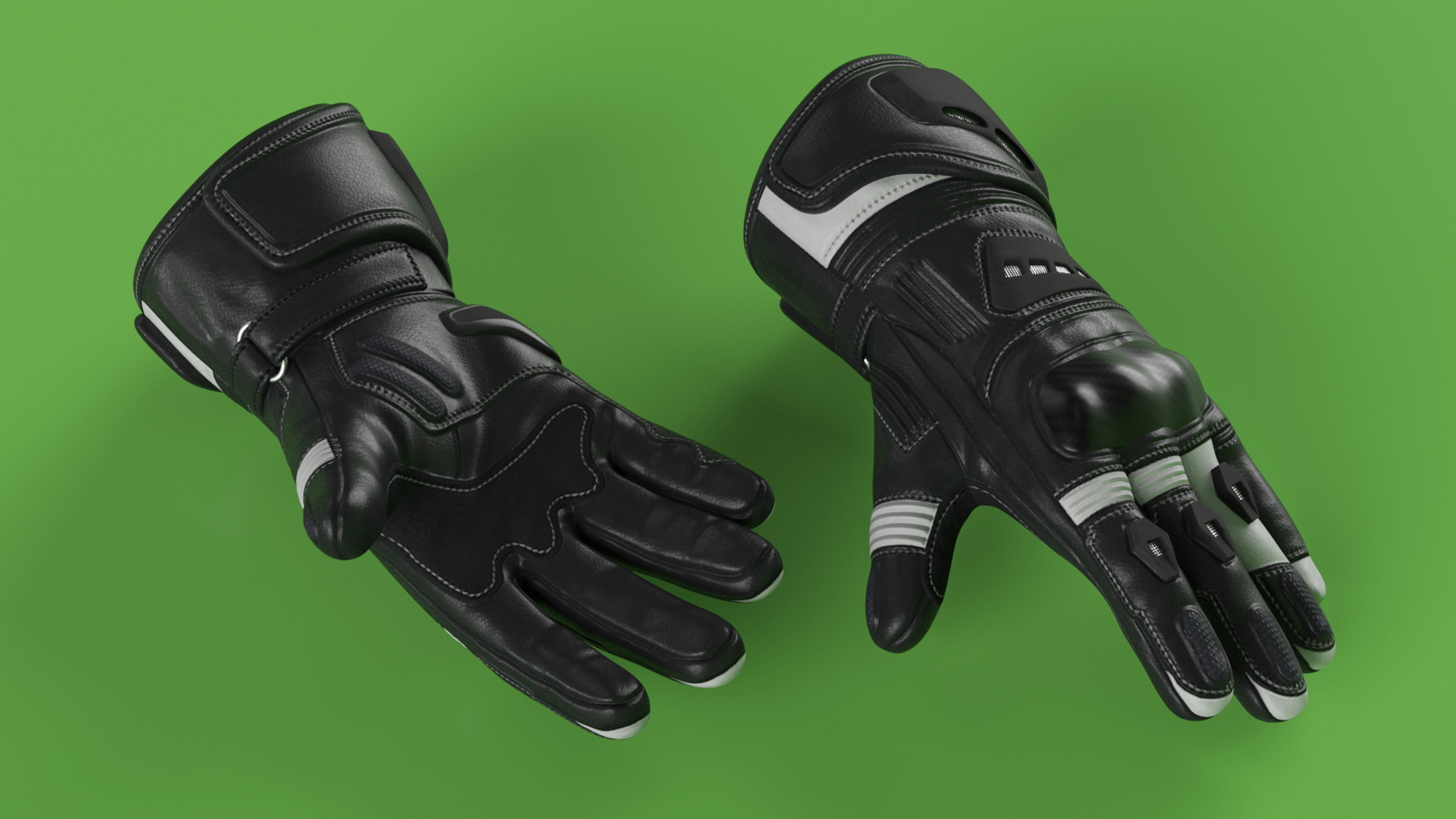 Meteor Protective Riding Gloves Black 3D
