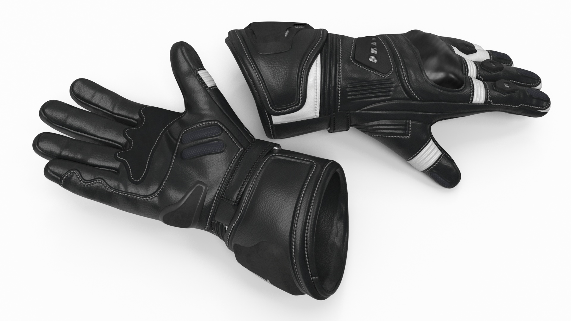 Meteor Protective Riding Gloves Black 3D