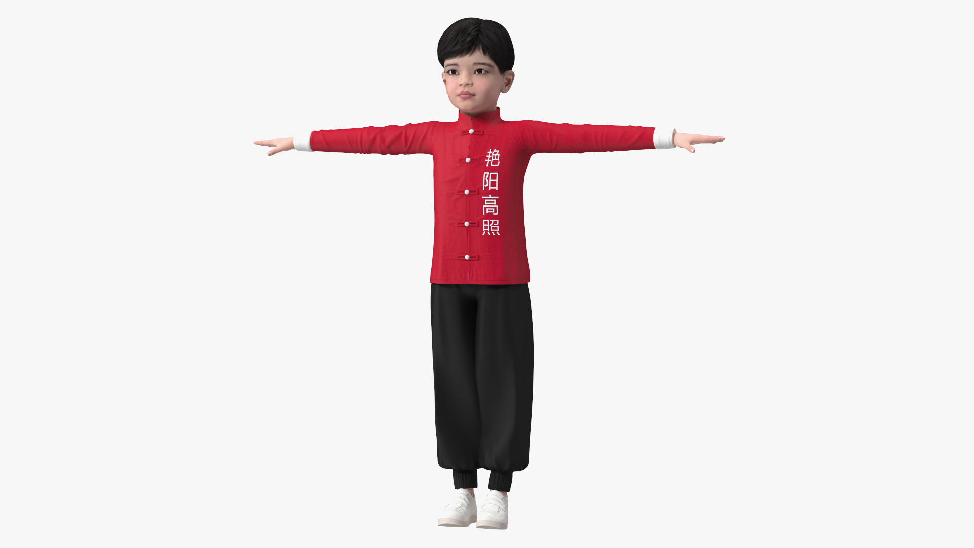 3D model Asian Boy Traditional Costume Rigged for Modo