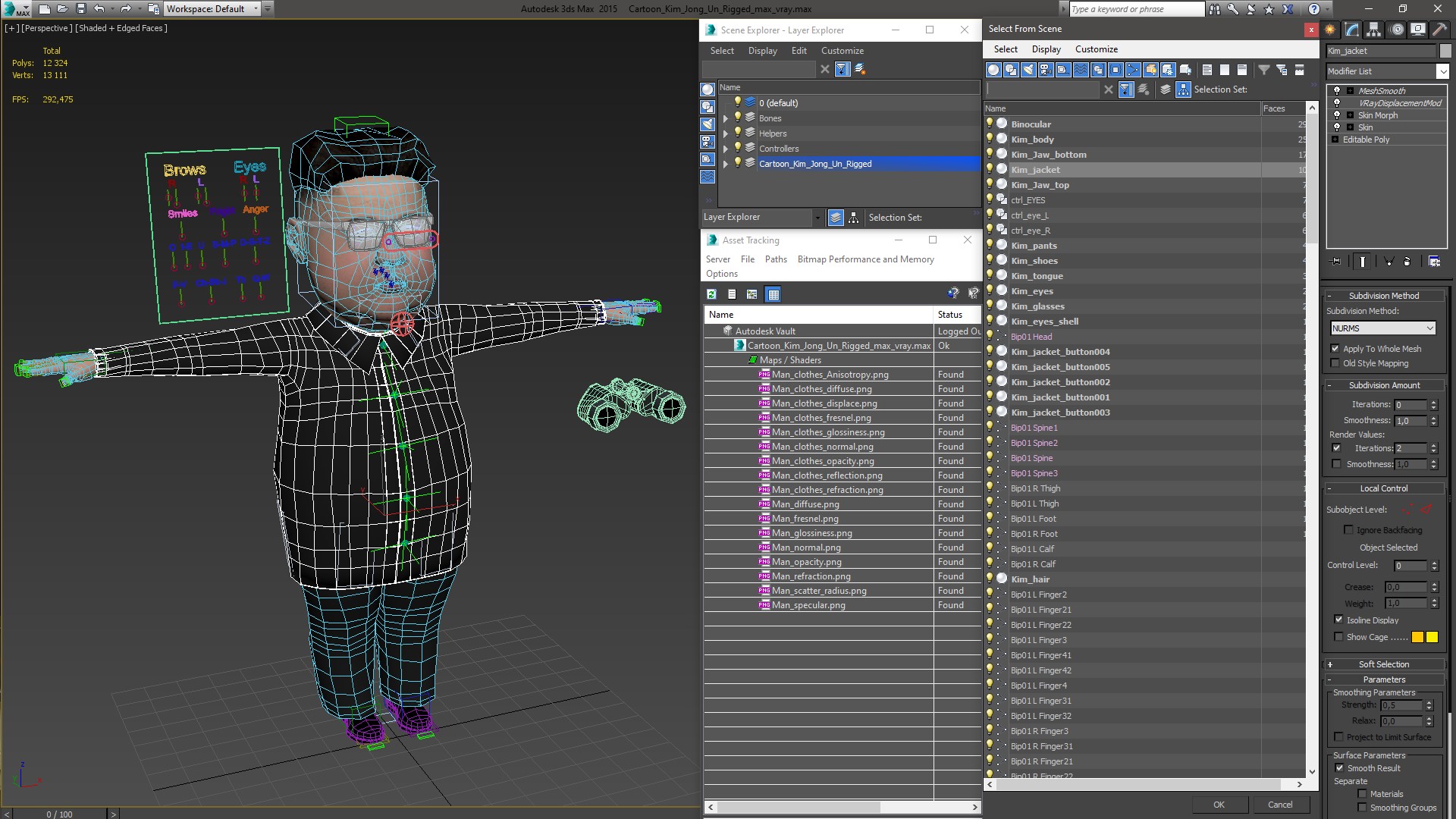 3D Cartoon Kim Jong Un Rigged