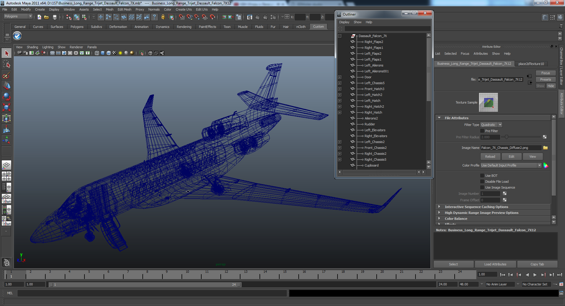 3D model Business Long Range Trijet Dassault Falcon 7X