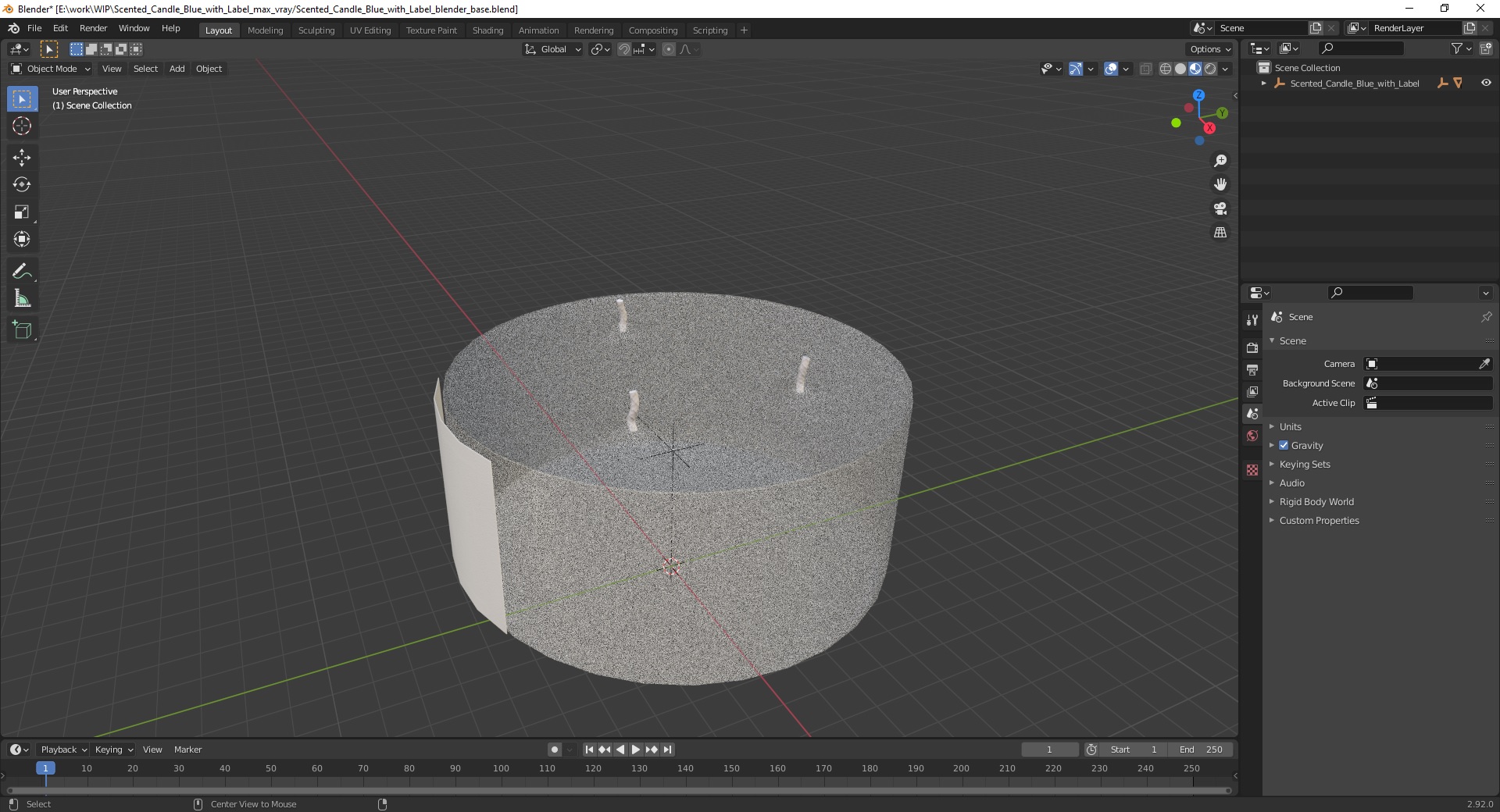 3D model Scented Candle Blue with Label