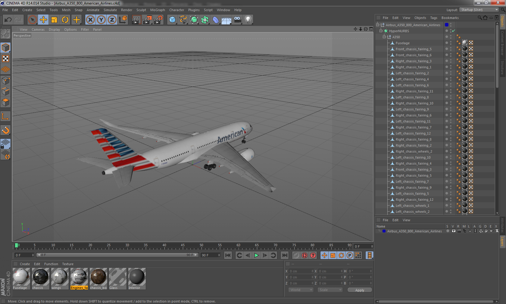 3D Airbus A350 800 American Airlines model