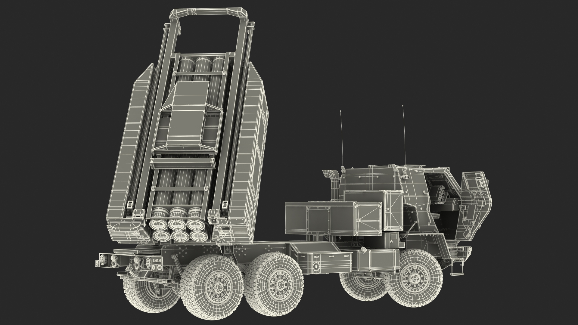 3D model M142 High Mobility Artillery Rocket System Green Rigged