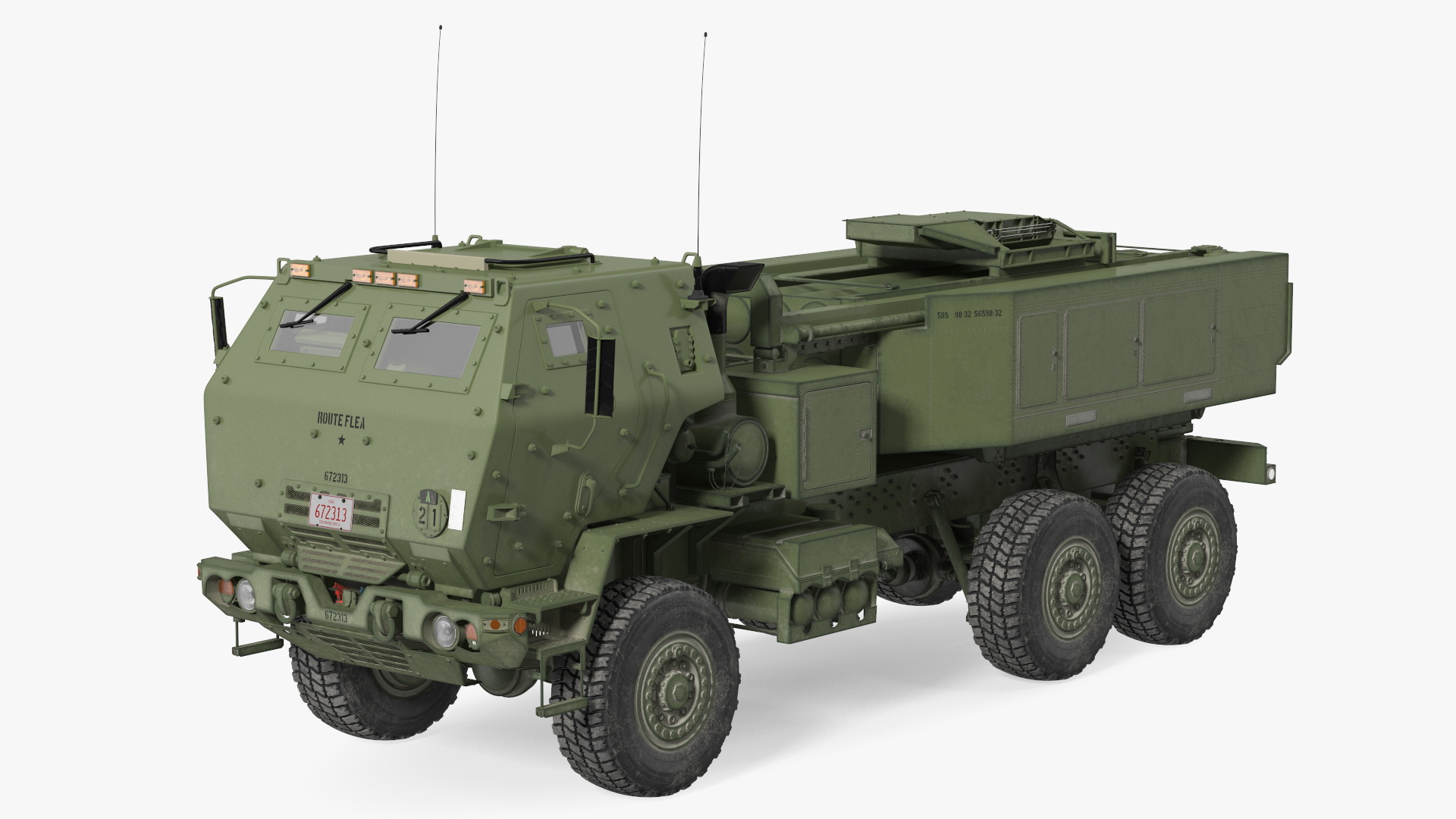3D model M142 High Mobility Artillery Rocket System Green Rigged